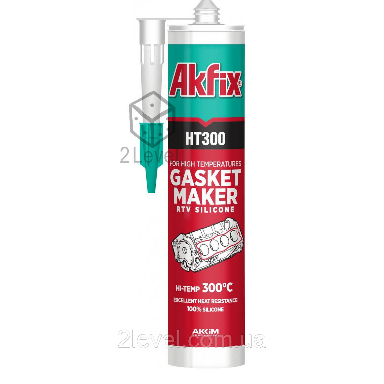 Чорний силіконовий герметик Akfix HT300 310 мл Вогнезахисний однокомпонентний силіконовий герметик