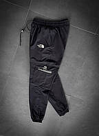 Чоловічі літні чорні спортивні штани TNF спортивні норд фейс з плащівки з карманами та манжетами