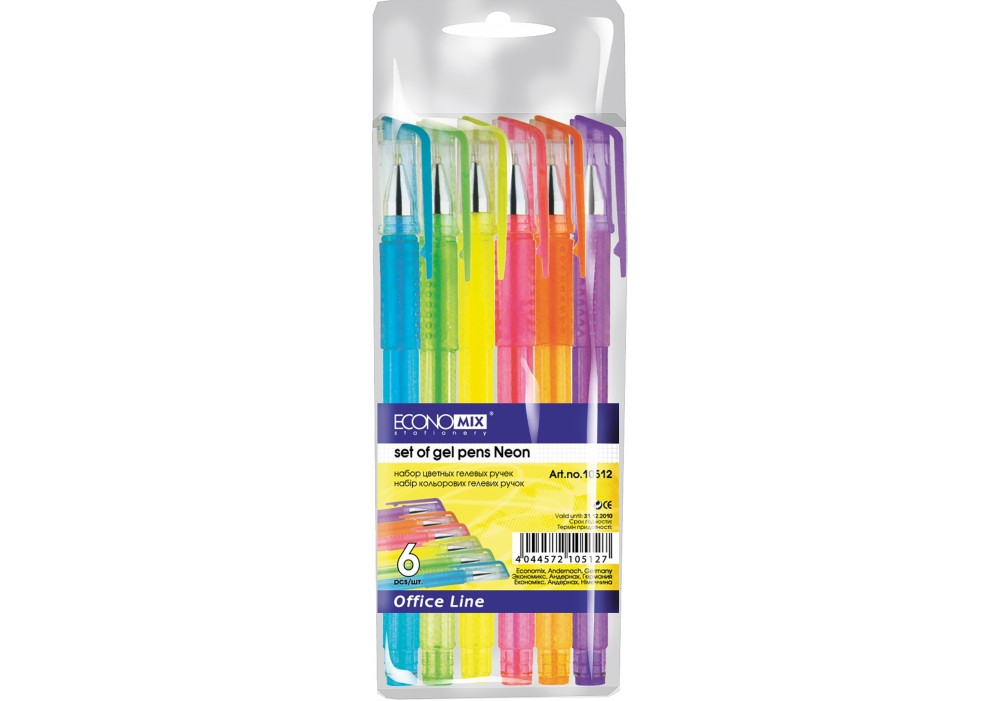 Набір ручок гелевих Economix NEON 6 кольорів неон Е10512