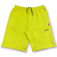 Шорты мужские спортивные двунитка пенье баталы Nike, Турция, размеры 56-64, жёлтые, 011906