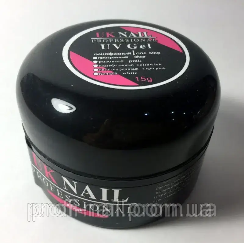 Гель UK PROFESSIONAL NAIL yellowish (бежево-рожевий) 15 g