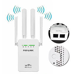 Підсилювач WiFi сигналу з 4-ма вбудованими антенами PIX-LINK LV-WR09 / Репітер для дому