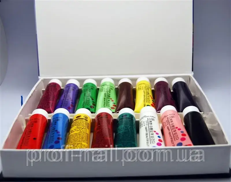 Набір акрилових фарб 16 кольорів 22мл, YRE, YCR-06