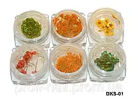 Декор в баночке сухоцветы 6 шт, декор YRE DKS-01, материалы для наращивания ногтей