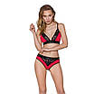 Еластичний топ з мереживом чорно-червоний passion PS001 TOP size S Talla, фото 2
