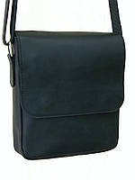 Чоловіча шкіряна сумка через плече GS чорна 23*20*5 см