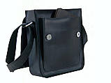 Чоловіча шкіряна сумка GS 23*21*6 см чорна, фото 2