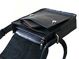 Чоловіча шкіряна сумка GS 23*21*6 см чорна, фото 4