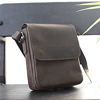 Сумка чоловіча шкіряна GS 2 відділи 23*20*7 см коричнева