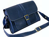 Жіноча сумка через плече GS шкіряна синя, фото 2