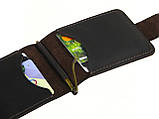 Затискач для грошей GS шкіряний коричневий, фото 3