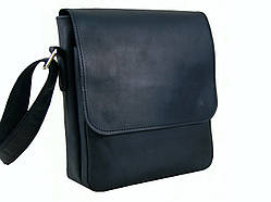 Чоловіча повсякденна шкіряна сумка GS чорна 23*20*7 см