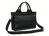 Шкіряна сумка для документів і невеликого ноутбука GS чорна, фото 2