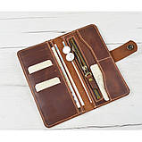 Жіночий шкіряний гаманець з монетницею на блискавці GS коньячний, фото 4