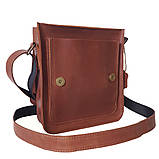 Чоловіча шкіряна сумка GS 23*20*6 см коньячна, фото 2