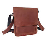 Чоловіча шкіряна сумка GS 23*20*6 см коньячна, фото 6