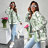 Теплий в'язаний жіночий кардиган - машинна в'язка в кольорах, фото 2