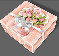 Подарочная коробка Шкатулка с открыткой"Тюльпаны № 22-74*5