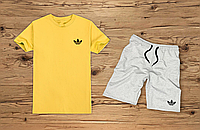 Літній комплект Adidas Жовта футболка сірі шорти