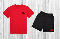 Летний комплект Adidas Красная футболка черные шорты