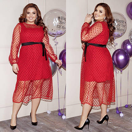 Неймовірна жіноча сукня, тканина "Креп-Дайвінг+Євро-Сітка" 50 розмір, фото 2