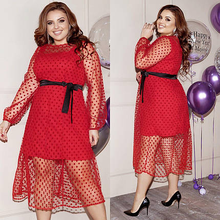 Неймовірна жіноча сукня, тканина "Креп-Дайвінг+Євро-Сітка" 50 розмір, фото 1