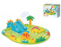 Дитячий надувний ігровий центр із гіркою та фонтаном Intex 57166 «Динопарк», 191х152х58 см, об'єм 143 л