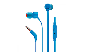 Навушники вакуумні з мікрофоном JBL T110 Blue (JBLT110BLU) 3.5 мм (4 pin) сині нові