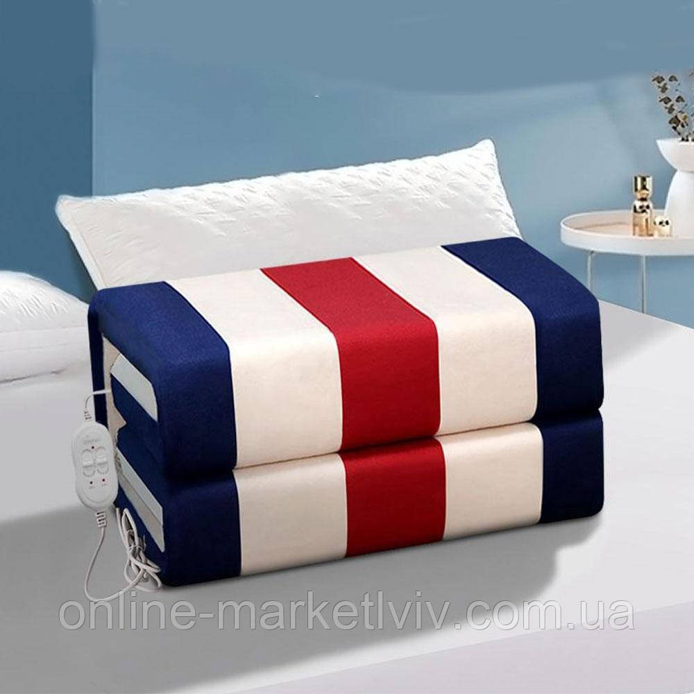 Електропростирадло односпальне YASAM 150х120 см, У різнобарвну смужку / Простирадло з електропідігрівом, фото 1
