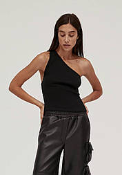 Топ кофта на одне плече з тканини рубчик