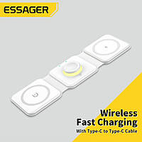 Беспроводная зарядная станция Essager 3 в 1 15W W07-1 белая Хіт продажу!