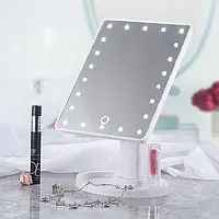 Зеркало для макияжа Large Led Mirror настольное с LED подсветкой 22 светодиода белое