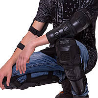 Комплект мотозахисту наколінники і налокітники Захист колін і ліктів FOX Пластик карбон Чорний (M-6337)