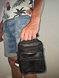 Чоловіча шкіряна сумка для документів Чорна 30161, фото 10