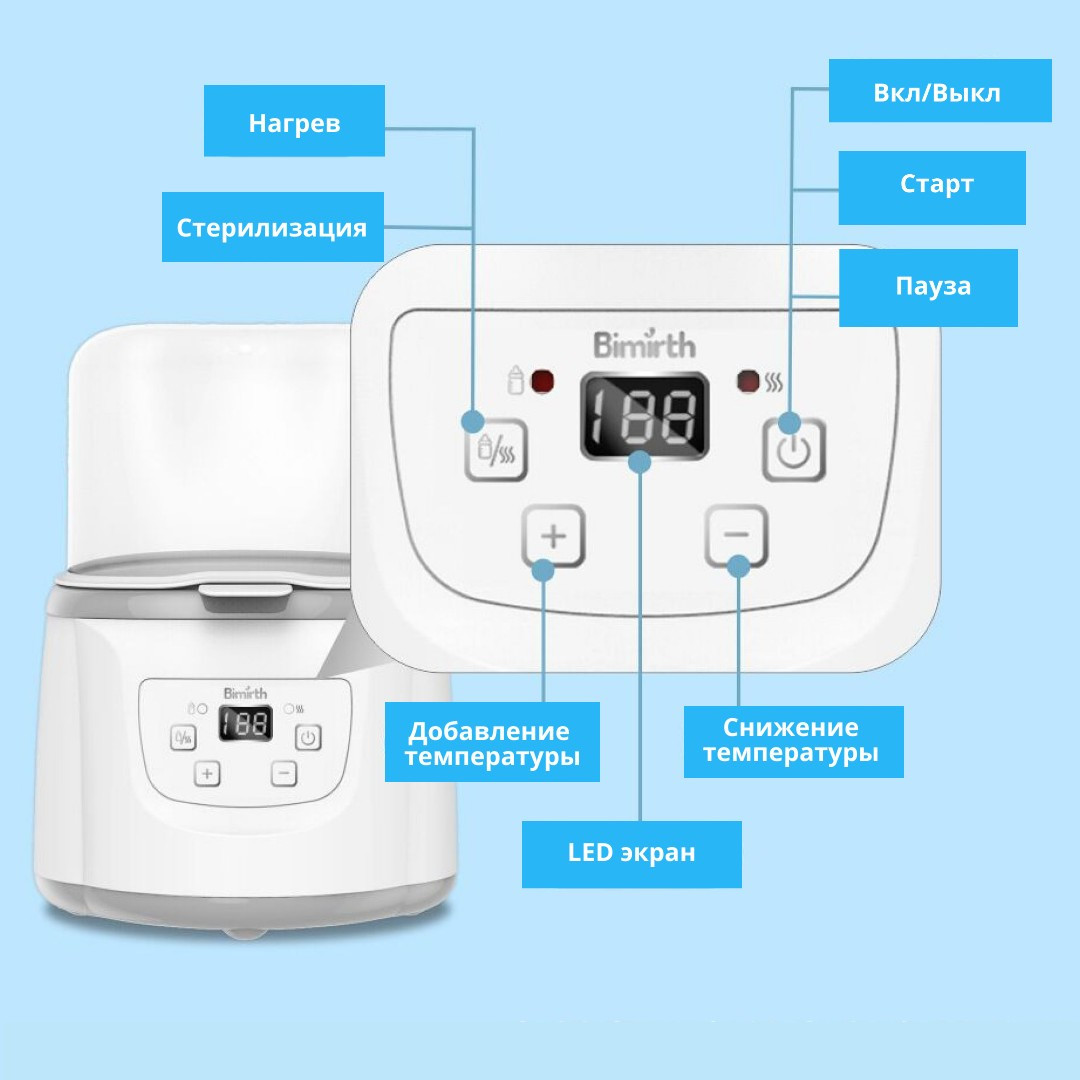 Подогреватель и стерилизатор на две бутылочки Bimirth-OmNom White - фото 5 - id-p1836617143