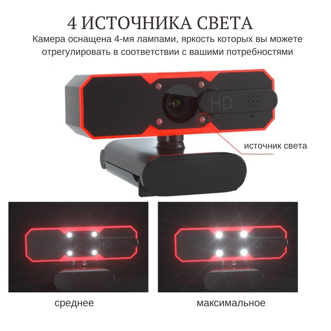 Веб-камера с автофокусом и подсветкой 1080P 30FPS и встроенным микрофоном Сoship H710 Black - фото 4 - id-p1836617145
