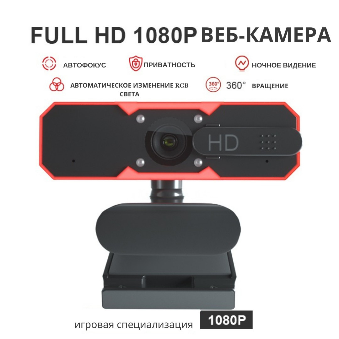 Веб-камера с автофокусом и подсветкой 1080P 30FPS и встроенным микрофоном Сoship H710 Black - фото 9 - id-p1836617145