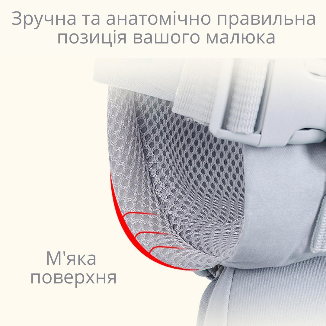 Многопозиционная сумка-переноска Hip Seat слинг со съемным сиденьем Leshu 3 в 1 BC-320 Grey - фото 3 - id-p1836617170