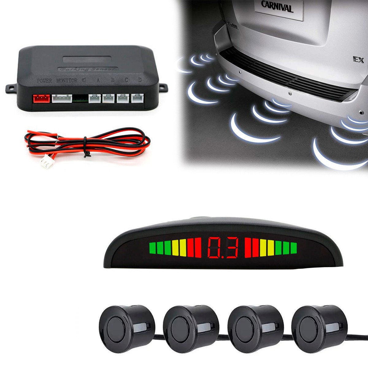 Парктронік для автомобіля Car Detection System задній парктронік на 4 датчики, паркувальний радар