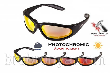 Окуляри фотохромні (захисні) Global Vision Hercules-1 PLUS Photochromic (G-Tech™ red) Anti-Fog, фотохромні дзеркальні червоні, фото 1