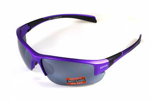 Окуляри захисні Global Vision Hercules-7 Purple (silver mirror) дзеркальні чорні у фіолетовій оправі, фото 1