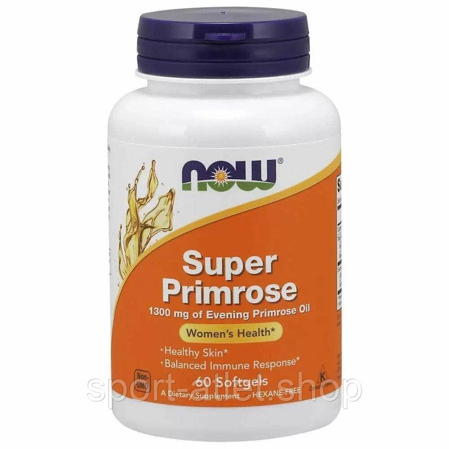 Жирні кислоти NOW Super Primrose 1300 mg, 60 капсул, фото 1