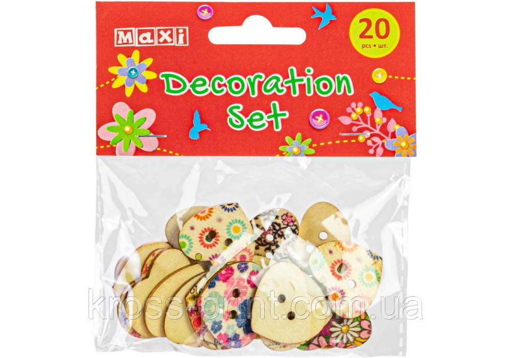 Набір для декорування "Серця" 2,5*2,2 см, 20 шт.