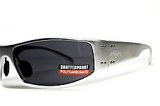 Окуляри захисні Global Vision Bad-Ass-2 Silver (gray), сірі в сріблястій металевій оправі, фото 4
