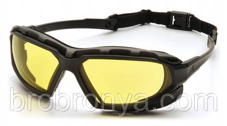 Окуляри захисні з ущільнювачем Pyramex Highlander-PLUS (amber) Anti-Fog, жовті, фото 1