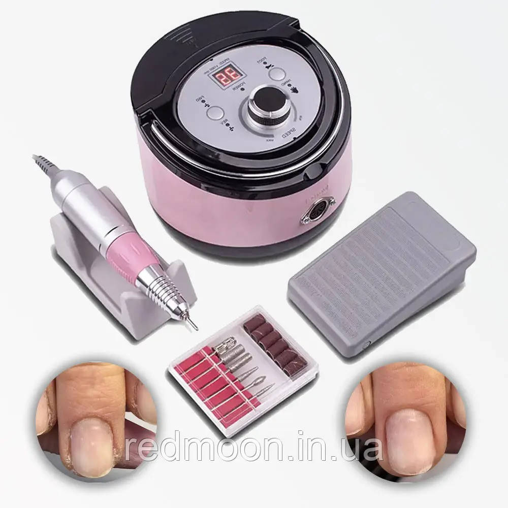 Фрезер для манікюру + 6 фрез на 65 Вт 35000 об/хв, ZS-606 / Професійний фрезер для нігтів, фото 1