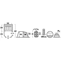 Намет чотиримісний High Peak Meran 4.0 Light Grey/Dark Grey/Green (11806), фото 5
