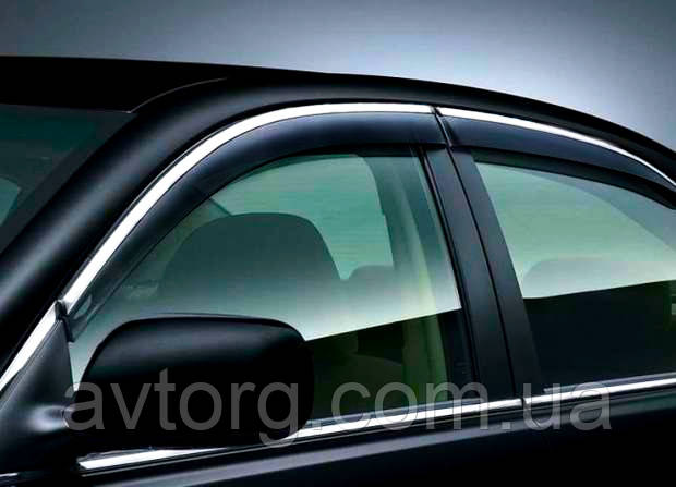 Дефлектори вікон вітровики Land Rover Discovery Sport (L550) 2014+, Хром Молдинг (Cobra) - на Ленд