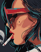 Картина по номерам Artissimo Девушка с сигаретой (ART-B-0444) 40 х 50 см