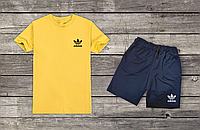 Летний комплект Adidas Желтая футболка синие шорты